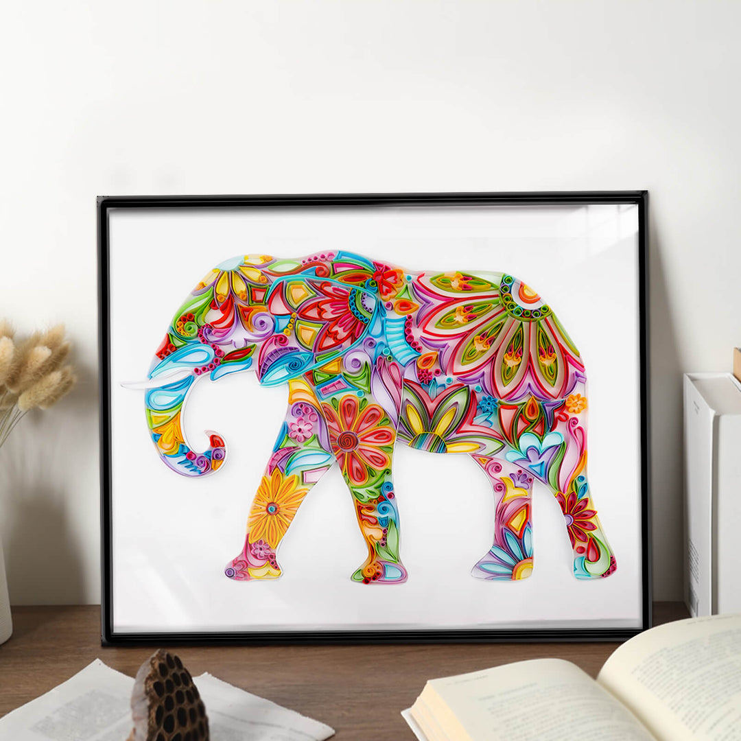 Bohemian Elephant - Paper Quilling & Filigree Painting Kits（Standard Size）